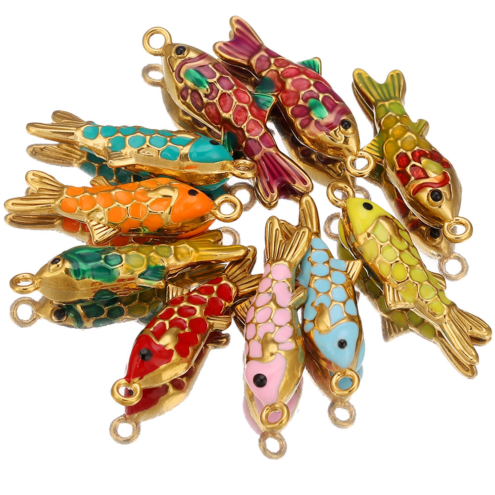 Embellishment Crafts - 2 Stück Edelstahl bunte Emaille Gold