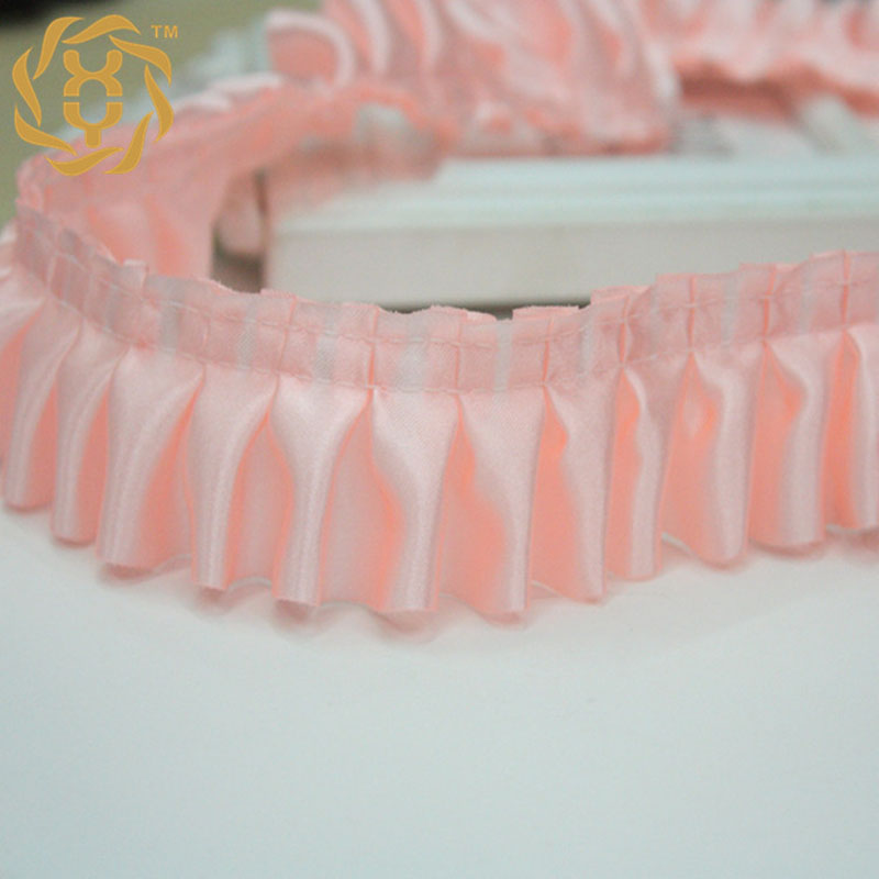 Elastic Lace Trim - 30 Meter 4cm Satin Plissierte Spitzenborte