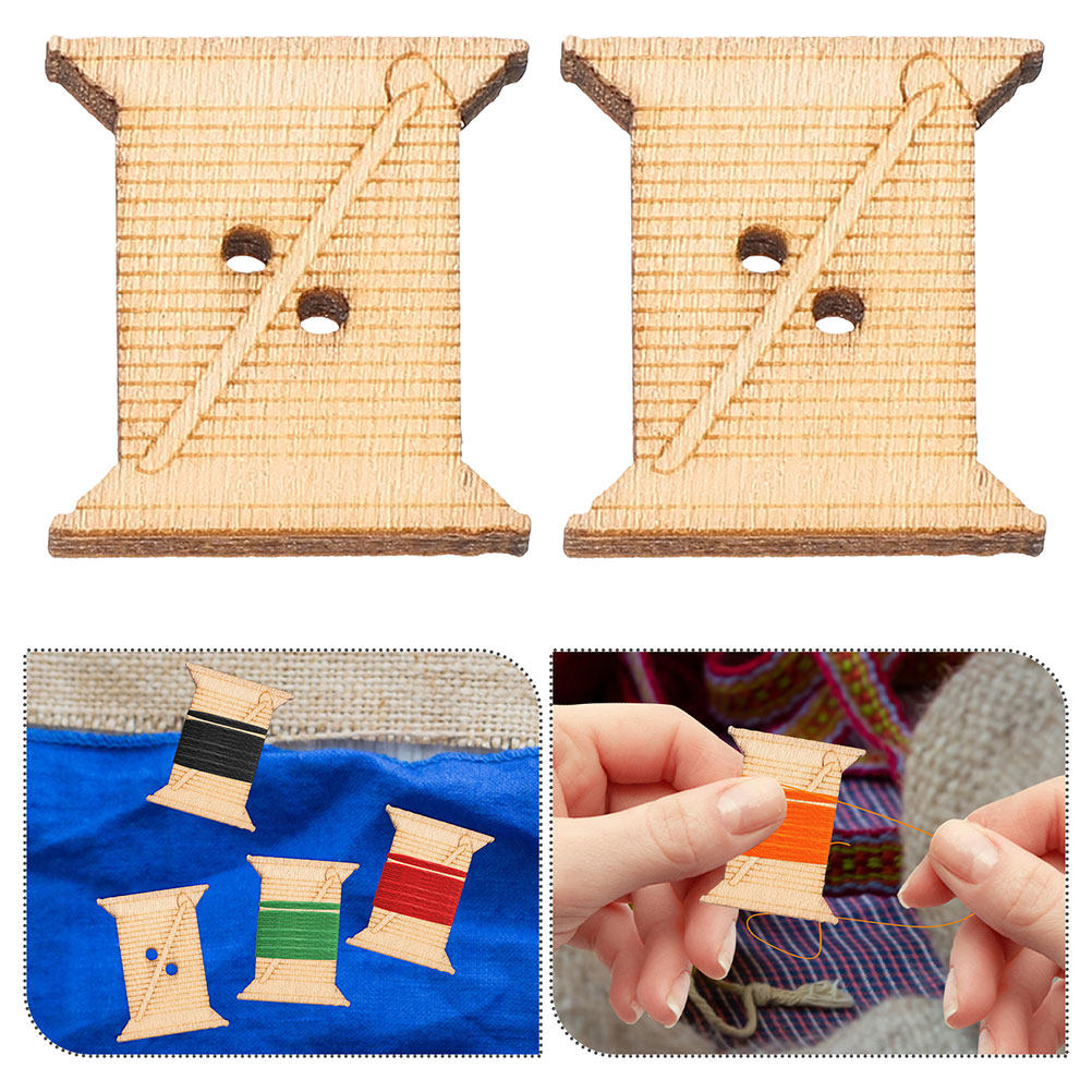 Embroidery Craft - 100 Stück Holz-Nähmaschinen-Fadenspulen in Naturfarbe, Wickelbretter,