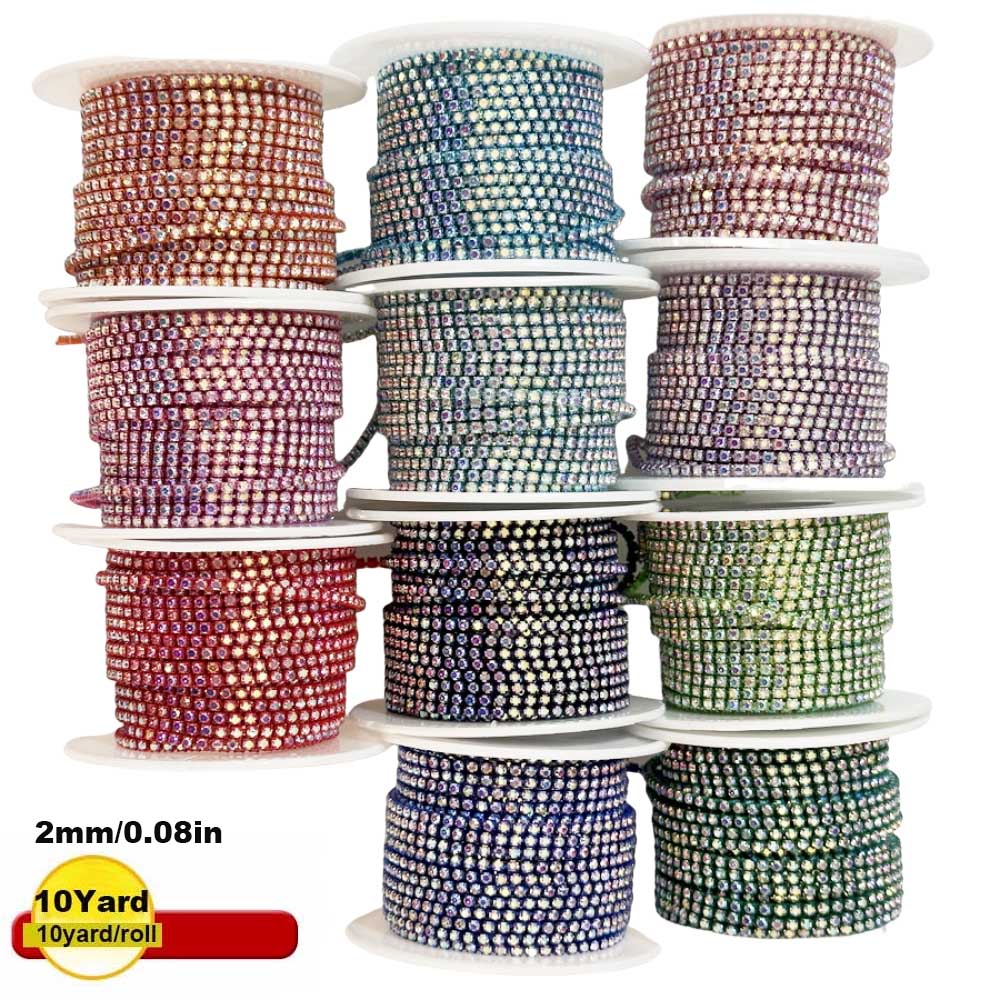 9 m neue 2 mm Kristall-AB-Stra – Sew On Rhinestone Bewertung und Preis