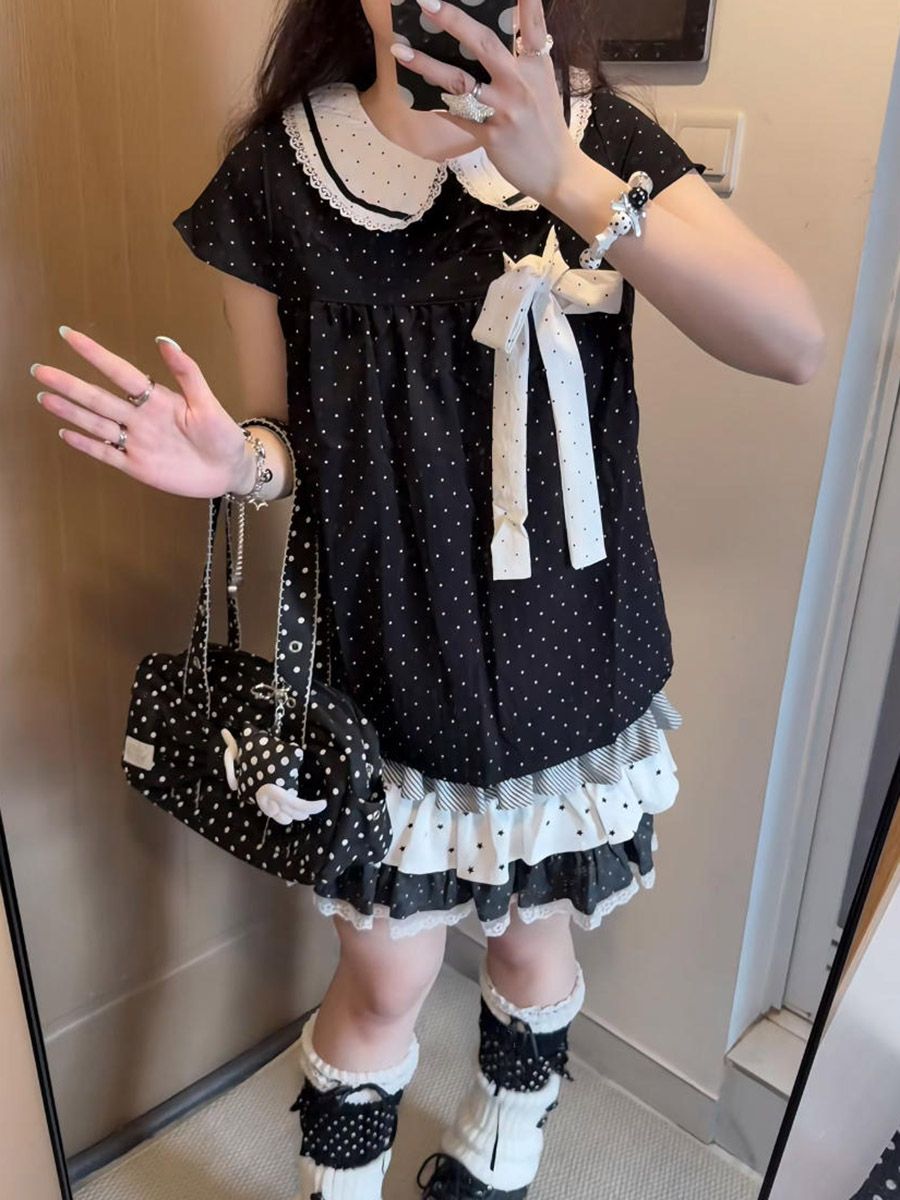 Y2K Kawaii Japanisches Polka-D – Elastic Lace Trim Bewertung und Preis