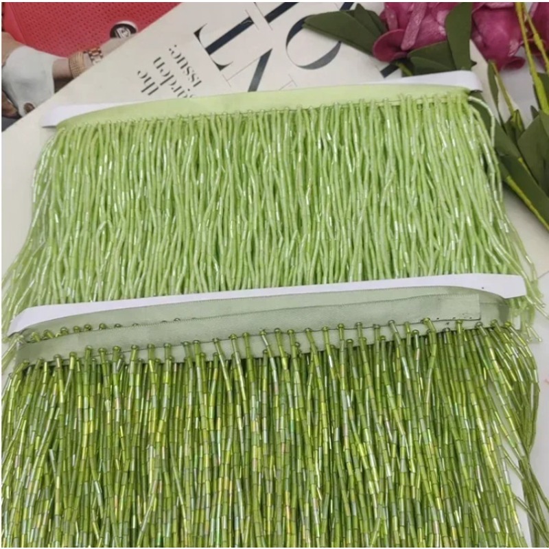 10CM Silber-Rote Perlenrohr-Qu – Beaded Trim Fringe Bewertung und Preis